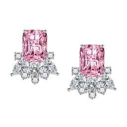 Designs & You Silver Plated Cubic Zirconia Geometric Studs Earrings image 3