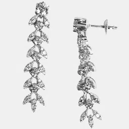 Clara 925 Sterling Silver Rhodium-Plated Leaf Shaped Contemporary Drop Earrings image 3