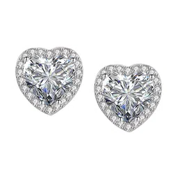 Designs & You Silver-Plated Cubic Zirconia-Studded Heart Shaped Stud Earrings image 3