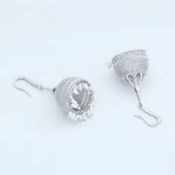 Kushal's Fashion Jewellery Rhodium Plated Classic Jhumkas Earrings image 3