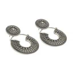TEEJH Silver-Plated Oxidised Contemporary Drop Earrings image 3