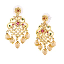 Estele Gold-Plated Floral Drop Earrings image 3