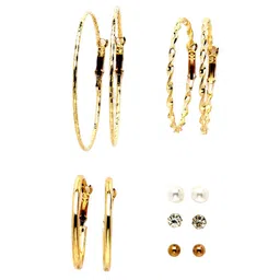 Bohey by KARATCART Set Of 6 Gold-Plated Contemporary Hoop Earrings image 3