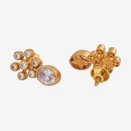 Kushal's Fashion Jewellery 92.5 Pure Silver Gold-Plated Oval Studs Earrings image 3
