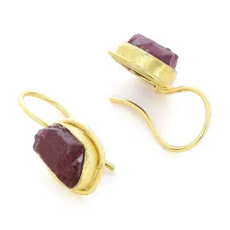 EL REGALO Red & Gold-Toned Geometric Drop Earrings image 3