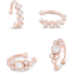 Zaveri Pearls Pack Of 2 Rose Gold Contemporary Half Hoop Earrings image 5