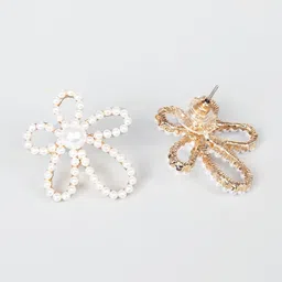 Niscka Silver-Plated Beaded Floral Studs image 2