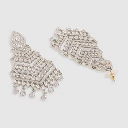JEWELS GEHNA White & Silver-Plated Contemporary Drop Earrings image 3