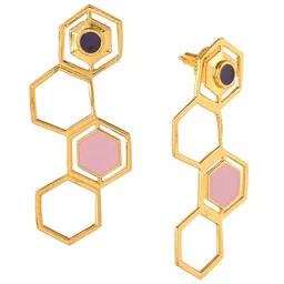 Voylla Gold-Toned Geometric Drop Earrings image 3
