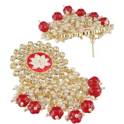 Jazz and Sizzle Gold-Plated CZ Studded & Beaded Contemporary Drop Earrings image 4