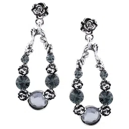 Silver Shine Silver-Toned Contemporary Drop Earrings image 3