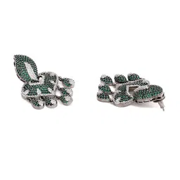 Priyaasi Silver-Plated American Diamond Studded Drop Earrings image 3