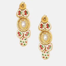 Priyaasi Gold Plated Kundan Drop Earrings image 3