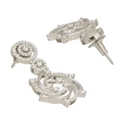 Saraf RS Jewellery Silver Plated Zircon Studded Quirky Luxe Dropdown Earrings image 3