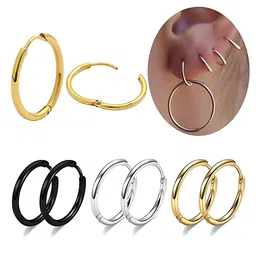 KARISHMA KREATIONS Set Of 3 Stainless Steel Hoop Earrings image 4