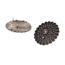 VENI Silver-Plated Oxidised Circular Studs Earrings image 4