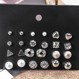 Vembley Set of 17 Gold-Plated & Silver-Toned Contemporary Earrings image 3