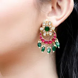 Unniyarcha 92.5 Silver Gold-Plated Contemporary Chandbalis Earrings image 1
