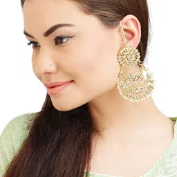 Bamboo Tree Jewels Gold-Toned Contemporary Chandbalis Earrings image 3