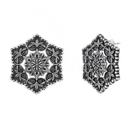 Voylla Silver-Plated Oxidised Stud Earrings image 5