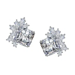 Designs & You Silver-Plated CZ-Studded Stud Earrings image 3