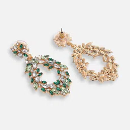 DressBerry Gold-Toned Gold Plated Artificial Stones Studded Drop Earrings image 5