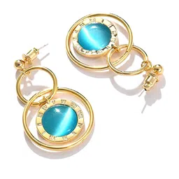 SOHI Blue Gold Plated Drop Earrings image 3