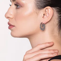 Studio One Love Silver-Plated Contemporary Studs Earrings image 3