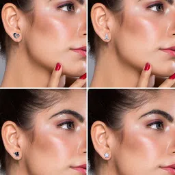 Silver Shine Silver Plated & Black Contemporary Studs Earrings image 3