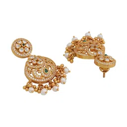 Kushal's Fashion Jewellery Gold-Plated 92.5 Pure Silver Temple Classic Drop Earrings image 3