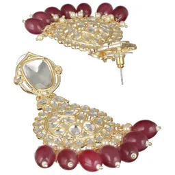 Saraf RS Jewellery Gold-Plated Classic Kundan Studded Drop Earrings image 3