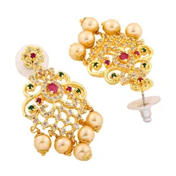 Estele Gold-Plated Floral Drop Earrings image 4