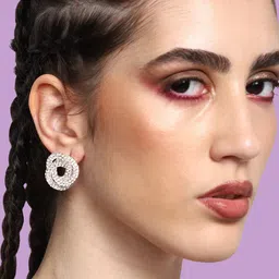 SOHI Silver-Toned Contemporary Studs Earrings-picture-27