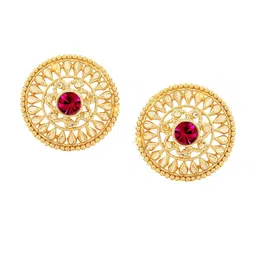 Vighnaharta Set Of 4 Gold Plated Floral Studs & Hoop Earrings image 4