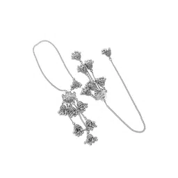 Yellow Chimes Silver-Toned Contemporary Jhumkas Earrings image 3