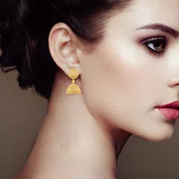MEENAZ Gold-Plated Dome Shaped Jhumkas Earrings image 4