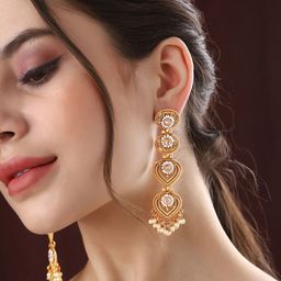 Priyaasi Gold-Plated Contemporary Drop Earrings-picture-24