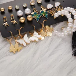 KARISHMA KREATIONS Set Of 17 Gold-Plated Contemporary Drop Earrings image 5