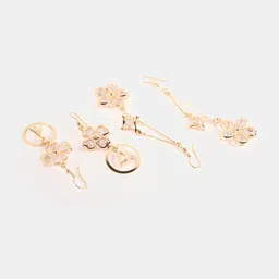 BuckleUp Pack Of 2 Gold-Plated Stone-Studded Contemporary Drop Earrings image 2