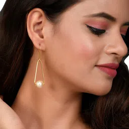 Silvermerc Designs Gold-Plated Pearl Studded Drop Earrings-image-14