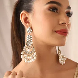 Priyaasi Brass Gold-Plated Contemporary Drop Earrings image 4