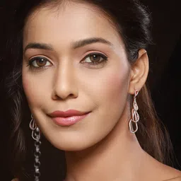 Saraf RS Jewellery Rose Gold Plated Contemporary American Diamond Drop Earrings image 4