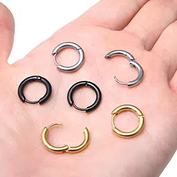 KARISHMA KREATIONS Men Set Of 6 Contemporary Hoop Earrings image 4