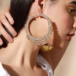 SOHI Silver-Plated Designer Contemporary Hoop Earrings image 4
