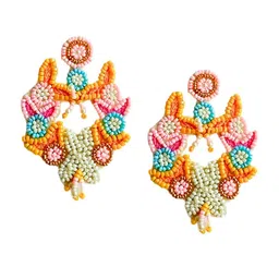 Sangria Floral Artificial Beads Drop Earrings image 4