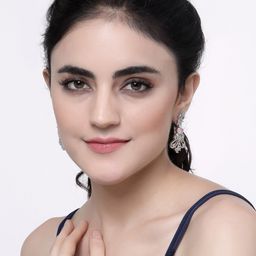ZENEME Rhodium-Plated Paisley Shaped Drop Earrings-picture-32