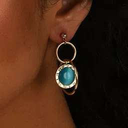 SOHI Blue Gold Plated Drop Earrings image 4