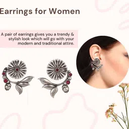 EL REGALO Alloy Stone Studded Contemporary Studs Earrings image 4