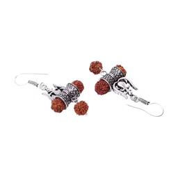 PANASH Silver-Plated & Brown Oxidised Classic Drop Earrings image 4