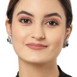 KARATCART Silver-Plated Blue AD Studded Studs image 5